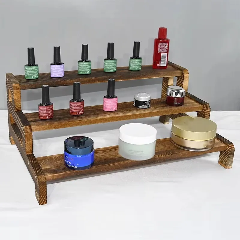 3 Tier Wooden Cupcake Display Riser Stand Perfume Makeup Holder For Kitchen Living Room Spice Plant Dessert Craft Display Shelf