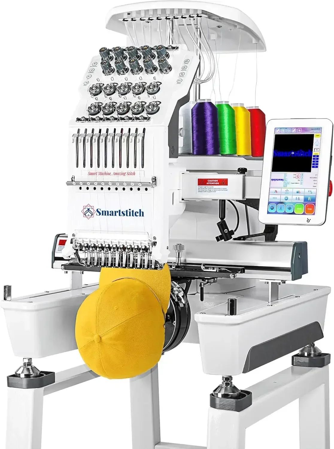 Velocidad máxima, pantalla táctil de 7", área de bordado de 9,5" x 14,2", nueva generación de máquinas de bordado comerciales para bordado plano, gorras, camisetas y más.