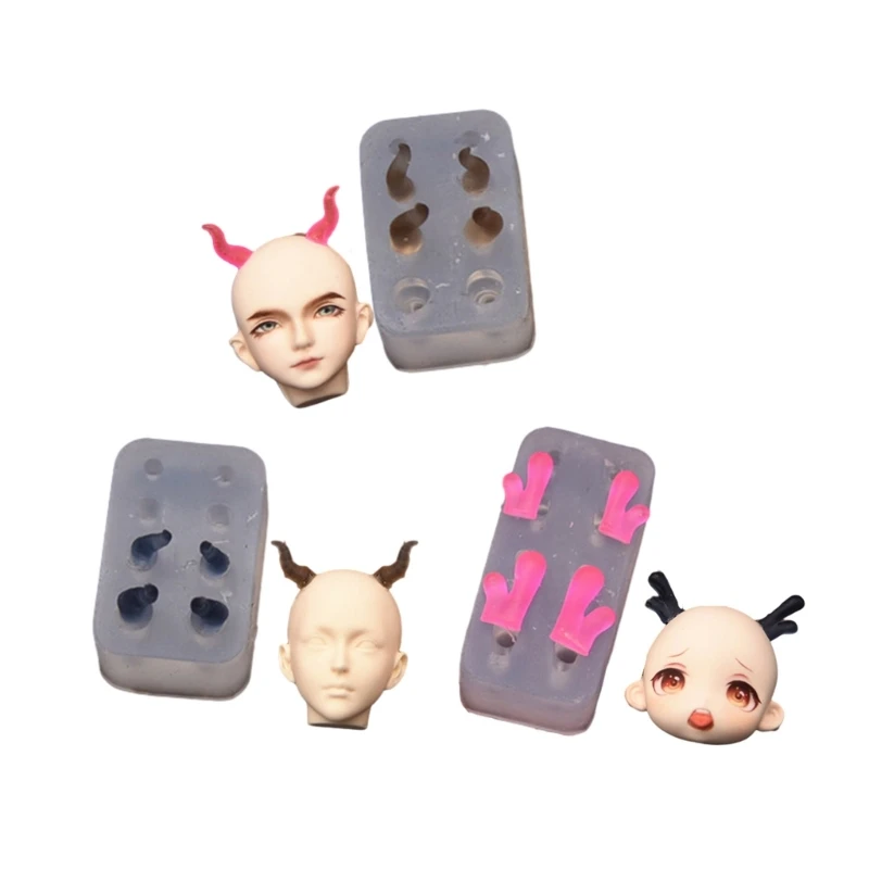 Q0KE Portable Silicone Mold Durable Epoxy Resin Molds for Crafting Mini Animal Horns