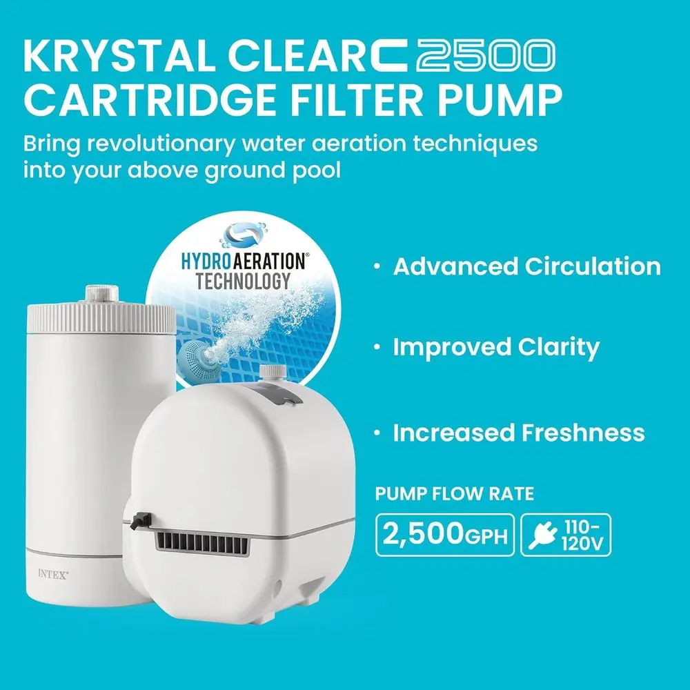 Krystal Clear 2,500 GPH Cartridge ilter Pump or Above Ground Pools | 26633EG - or Swimming Pools: 4,000 to 15,200 gal - Improved