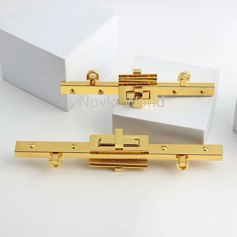 1-5-10Sets K Gold 21.8/16.8CM Metal Double Twist Locks For DIY Replacement Bags Handbag Handle Turn Lock Hardware Accessories