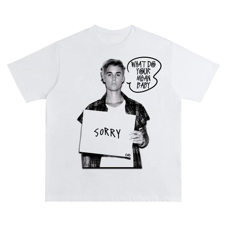 New Product - Bieber-related Loose Summer Oversized Pure Cotton Fun-print T-shirt