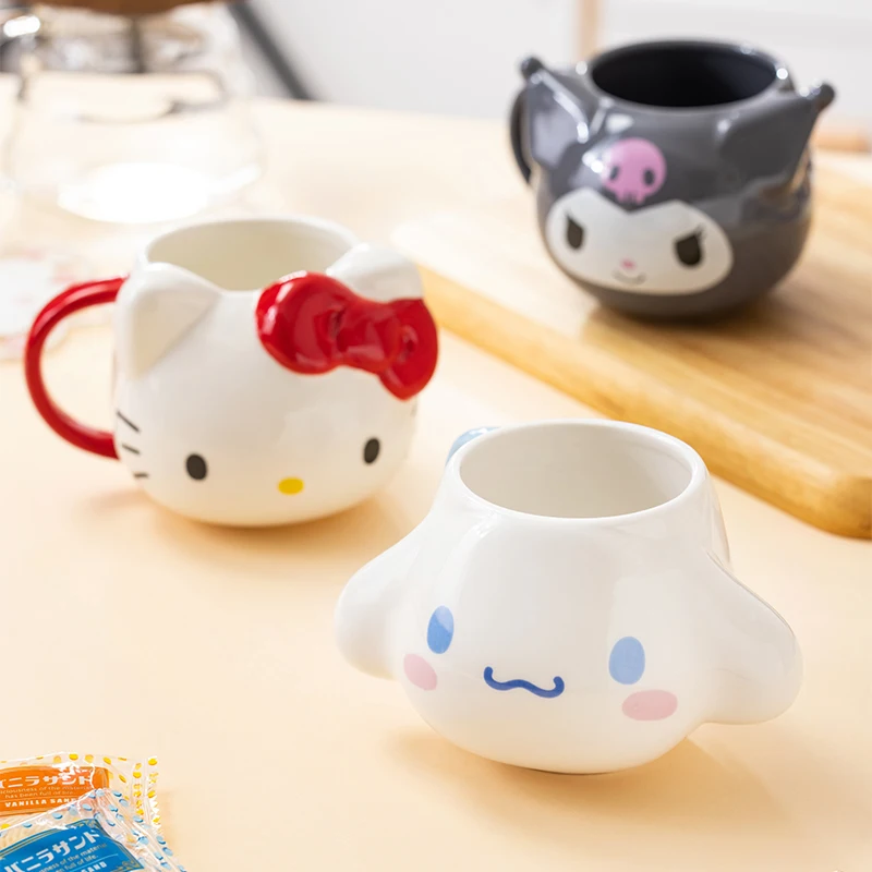 For Sanrio My Melody Mugs Cartoon Cute Creative Relief Ceramic Cup Home Milk Coffee Water Cup for Kids Girls Adult Holiday Gift