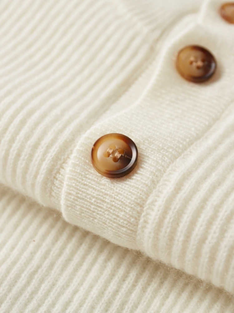 MEETCC Autumn Winter Men 100% Cashmere Pullover Autumn Winter Soft Warm O Neck Sweater Luxury Cashmere Buttoned Knitwear Tops