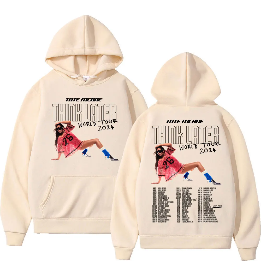 Tate Mcrae The Think Later World Tour 2024 Graphic Hoodie Men Women Fashion Hip Hop Sweatshirts Casual Oversized Fleece Hoodies