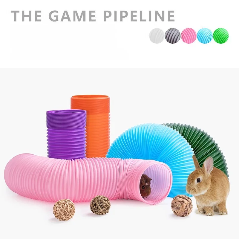 Tubo de Brinquedo Telescópico de 100cm para Hamster, Porquinho-da-Índia, Ouriço, Furão e Rato - Túnel Divertido para Pequenos Animais