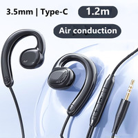 3.5mm Wired Sports Headphones Open Ear Hifi Stereo Gaming Headset Type-C Air Conduction Music Earphones with Noise Reduction MIC