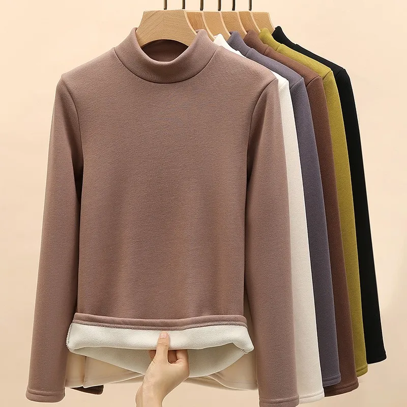 

Thiened Modal f High Collar Long Sve Base irt Women's Faionable Inner Wear Slim Fit Warm Top for Autumn Winter