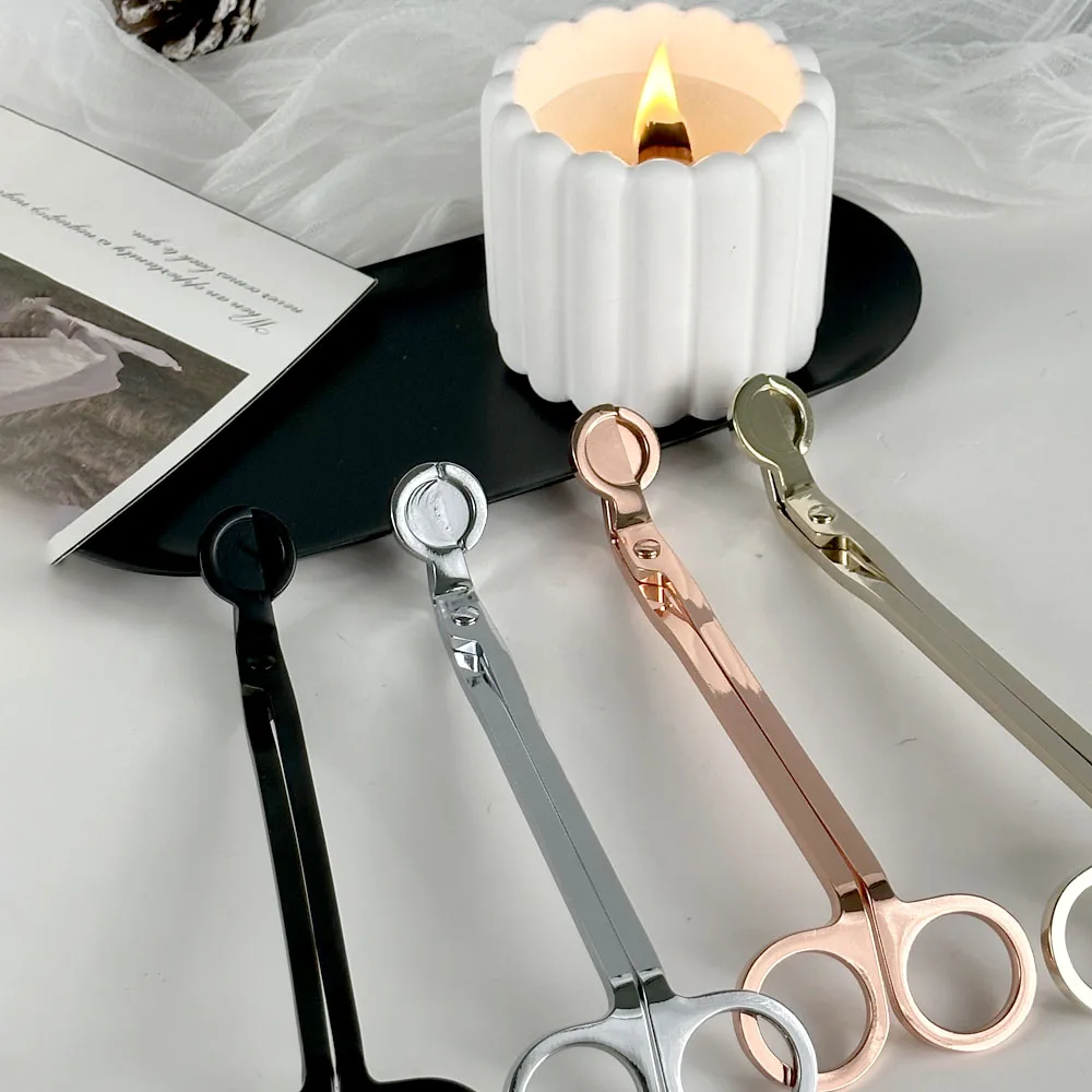 18cm Candle Wick Scissors Round Head Stainlesss Steel Candle Core Trimmer DIY Candle Cutter Incense Candle Tools Black Rose Gold