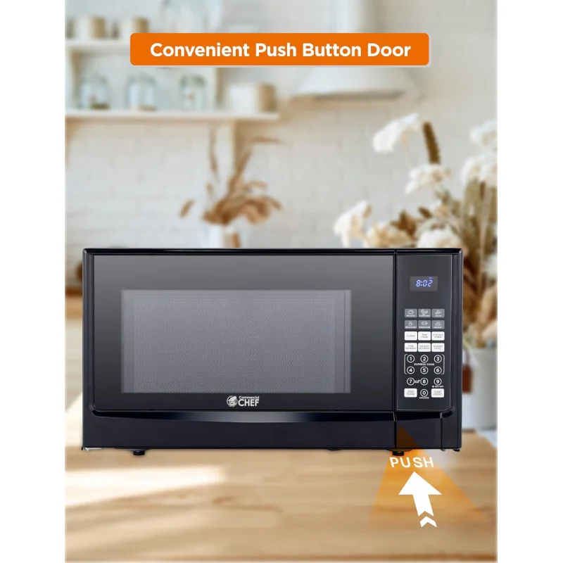 

(UUX)CHEF 1.4 Cubic Foot 10 Power Levels, Small Push Button, 1100 Watt Microwave with Digital C UQ