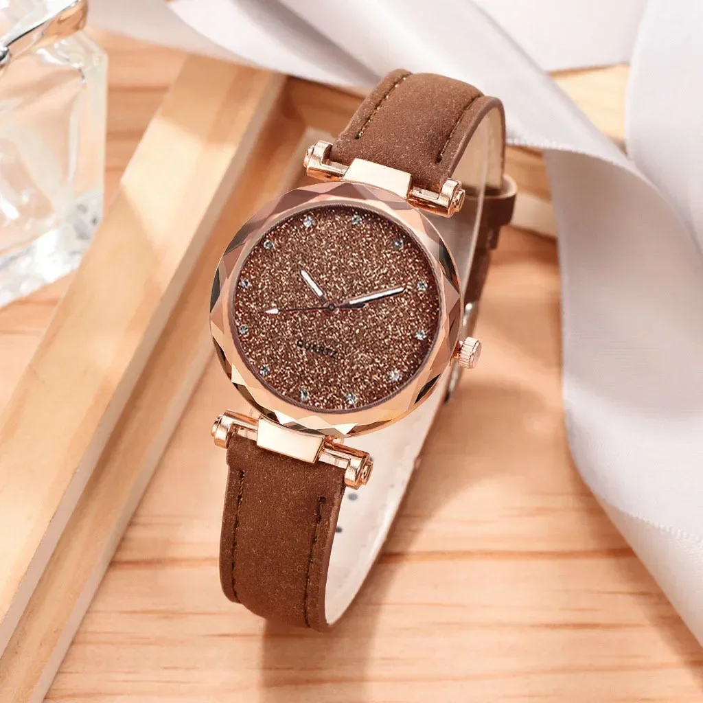 Romantic Starry Sky Watch Bracelet Casual Watches Women Leather Rhinestone Designer Ladies Clock Simple Dress Gfit Montre Femme