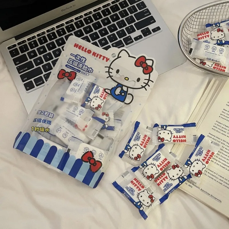 جديد Hot البيع مرحبا كيتي منشفة مضغوطة للاستعمال مرة واحدة المحمولة المستقلة حزمة صغيرة منشفة الوجه للنزهات السفر #2