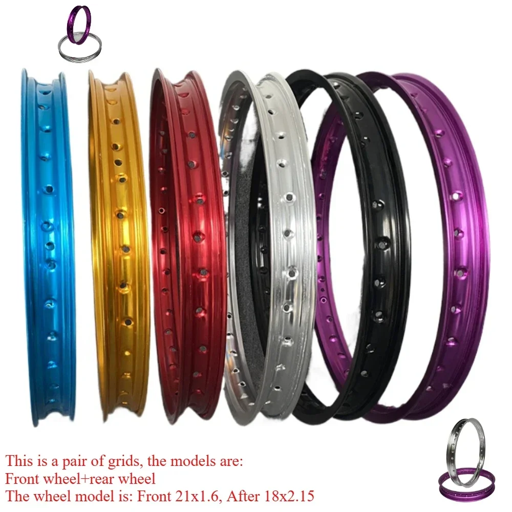1pair for 36H / Front 21x1.6, After 18x2.15 Off-road Vehicles Aluminum Alloy Wheel Rim CQR250  for Zongshen GY150 CB250
