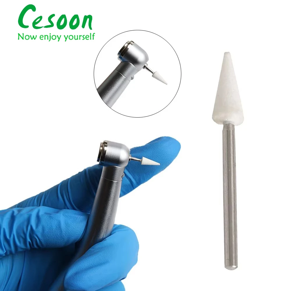 6Pcs Dental White Stone Polishing Grinding Head Porcelain Tooth Resin Repair FG Burs For High Speed Handpiece Shank Dia1.6mm