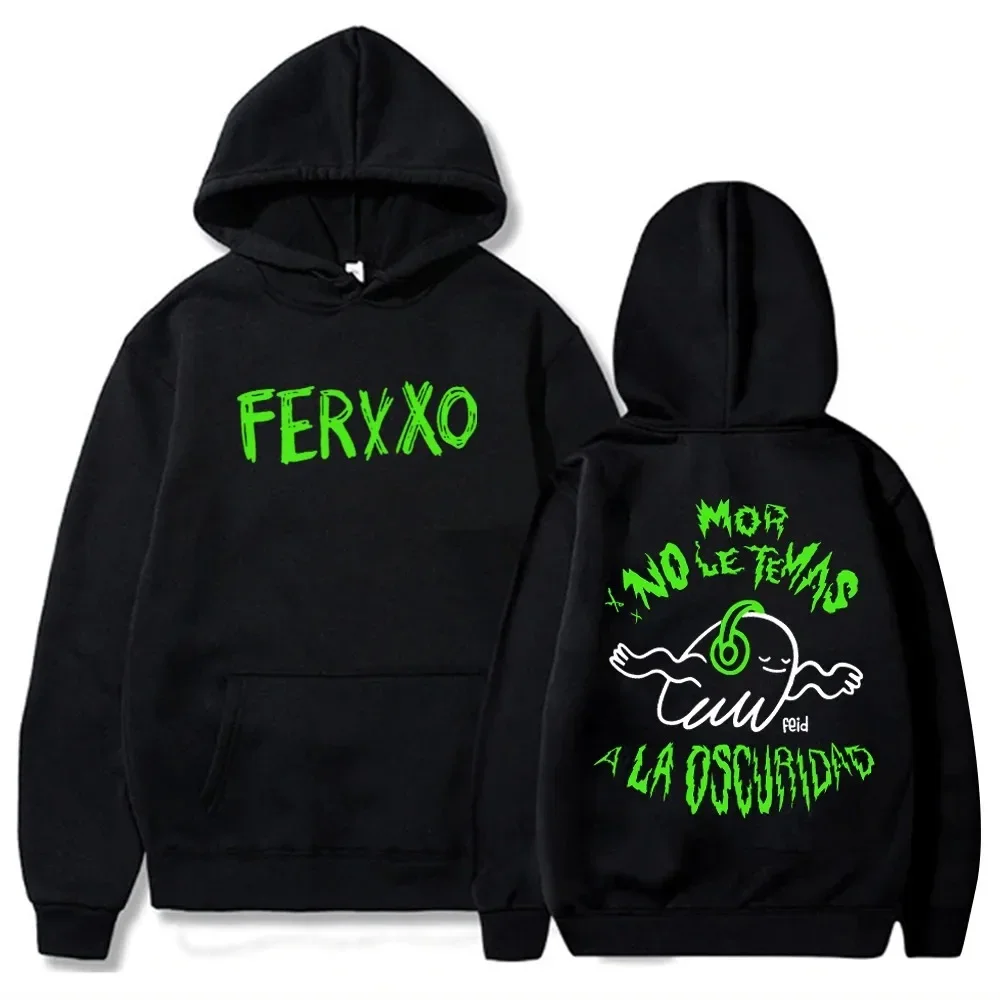 Rapper Feid Ferxxo Mor No Le Temas A La Oscuridad Hoodies for Men Fashion Vintage Hoodie Casual Fleece Pullover Sweatshirt