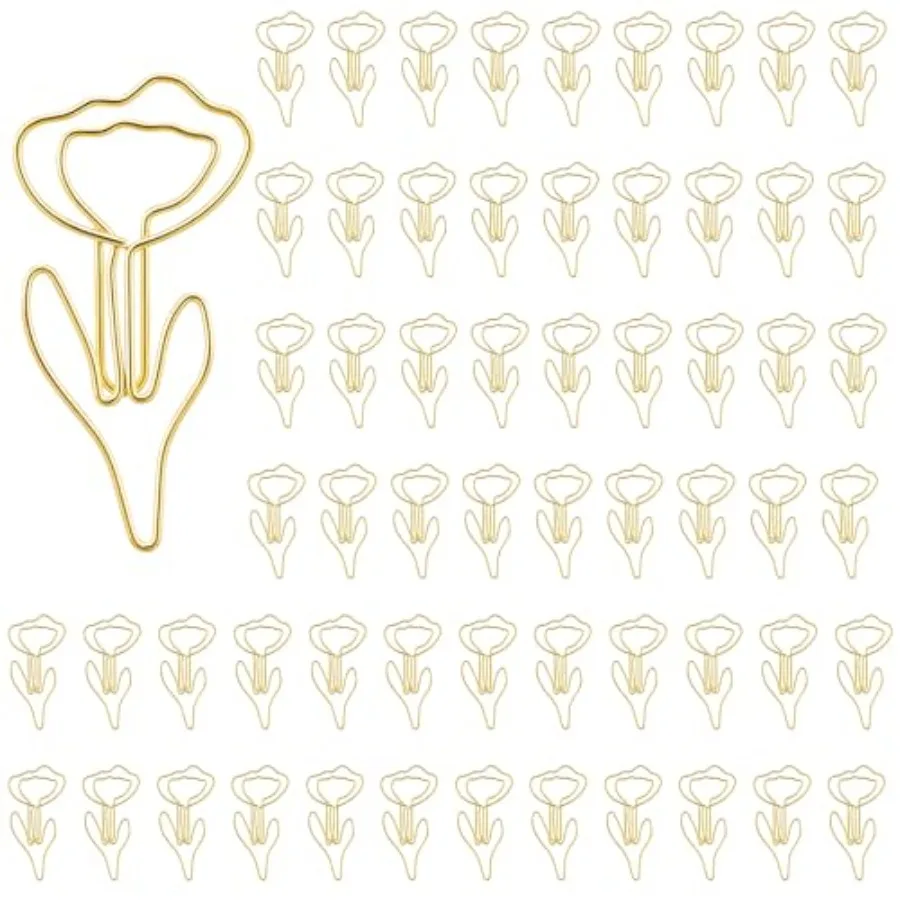 

60 Pcs Flower Paper Clips, Floral Shape Cute Paper Clips, Metal Funny Paperclips Bookmarks for Office Supplies Wedding Decorati
