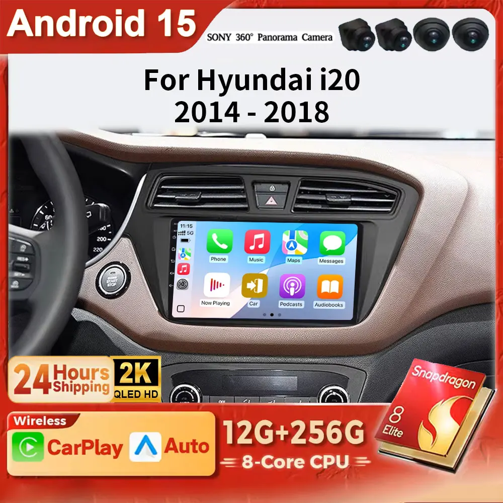 

Android 15 для Hyundai I20 LHD 2014 2015 2016 2017 2018 Автомобильный радиоприемник Мультимедийный плеер Навигация GPS беспроводной Carplay 2din Стерео