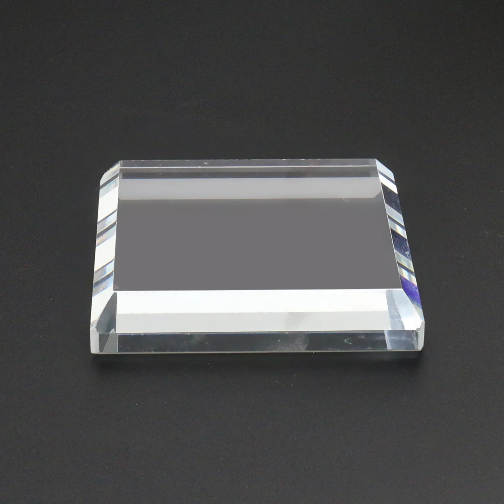 Square Transparent Glass Cut Faceted Crystal Display Base Mineral Specimen Display Table Paperweight Home Desktop Decoration