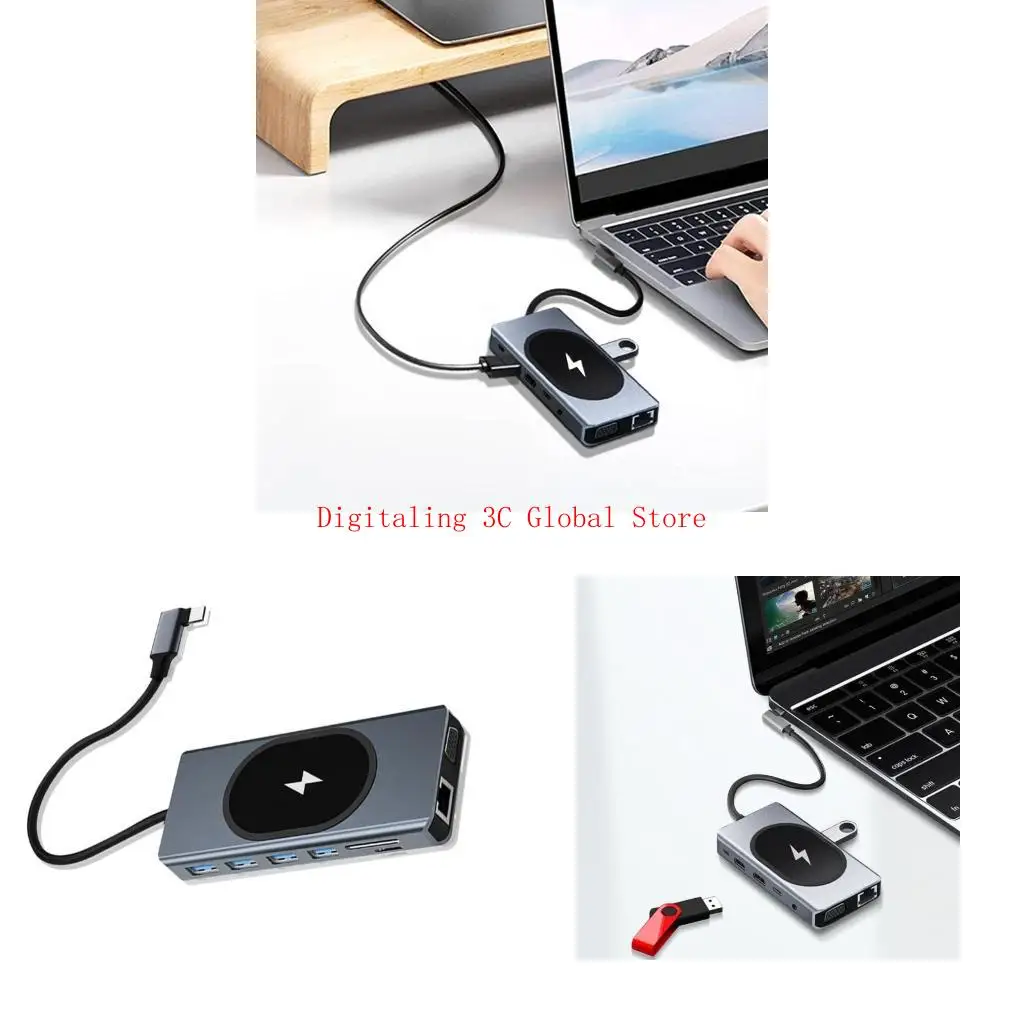 

USB C Hub 2 HDMIcompatible, Ethernet, USB Port, Card Reader and PD100W Charging