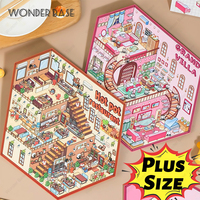Plus Size DIY 3D Third-story Shop Miniature Scene Sticker Landscaping Sticker Scene Stacking Pasting Festival Gift for Kid Child