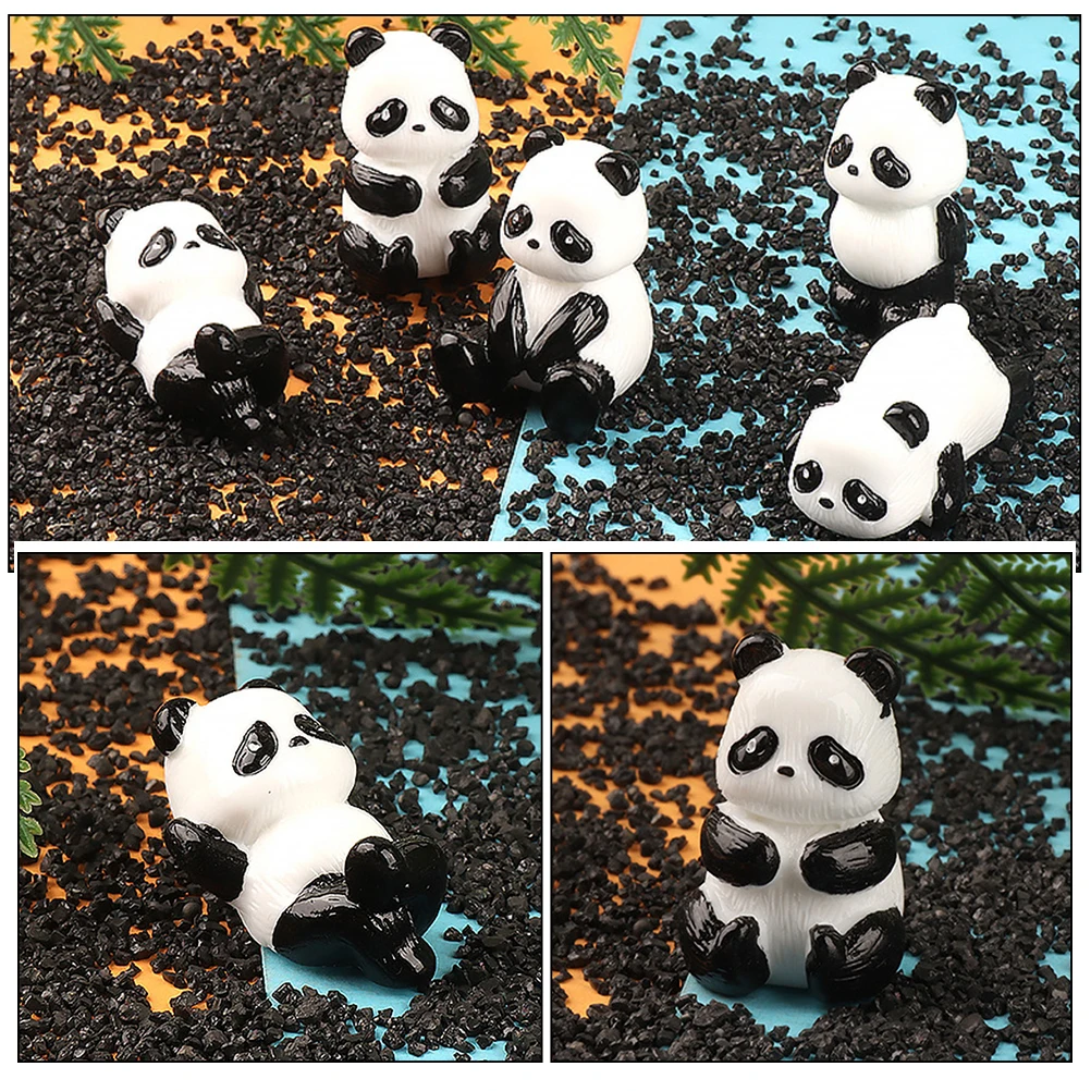 

5 Pcs Cartoon Animal Micro Landscape Miniature Panda Adornment Home Accessories Figurine Statue Decor Resin Tiny Crafts Small