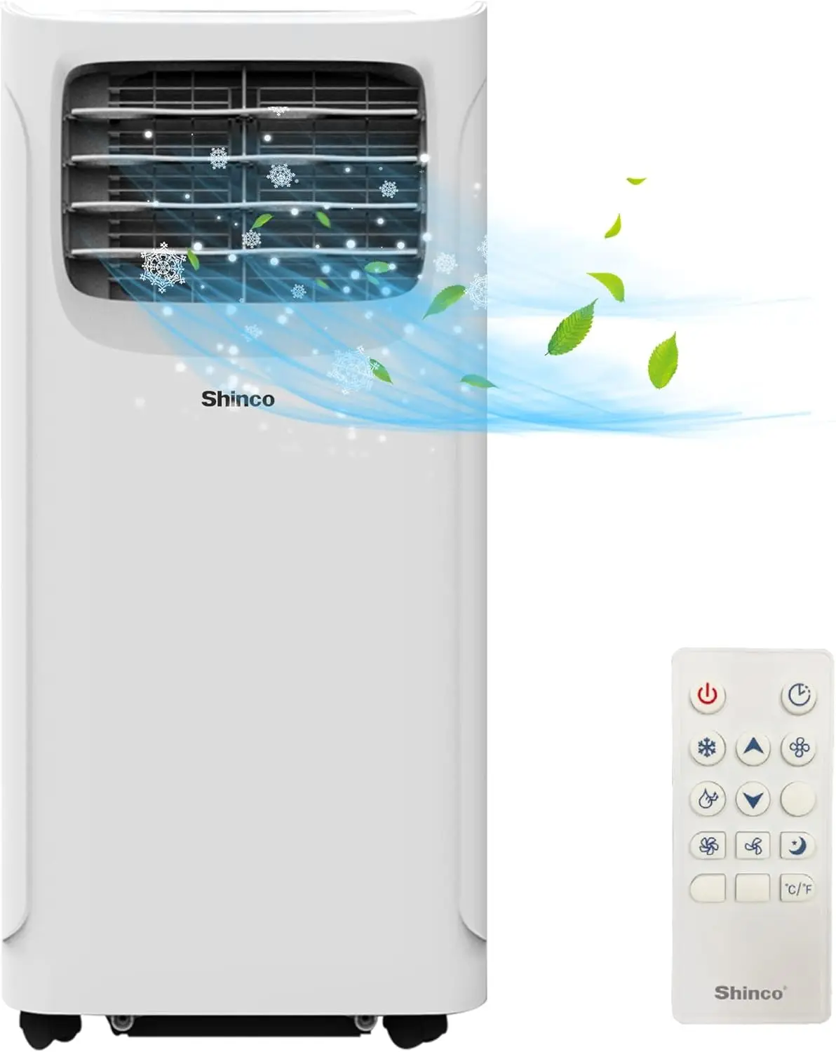 SHINCO Aire acondicionado móvil con manguera de escape, 9000BTU, 2,6 kW, refrigeración, ventilación y deshumidificación, aire acondicionado móvil