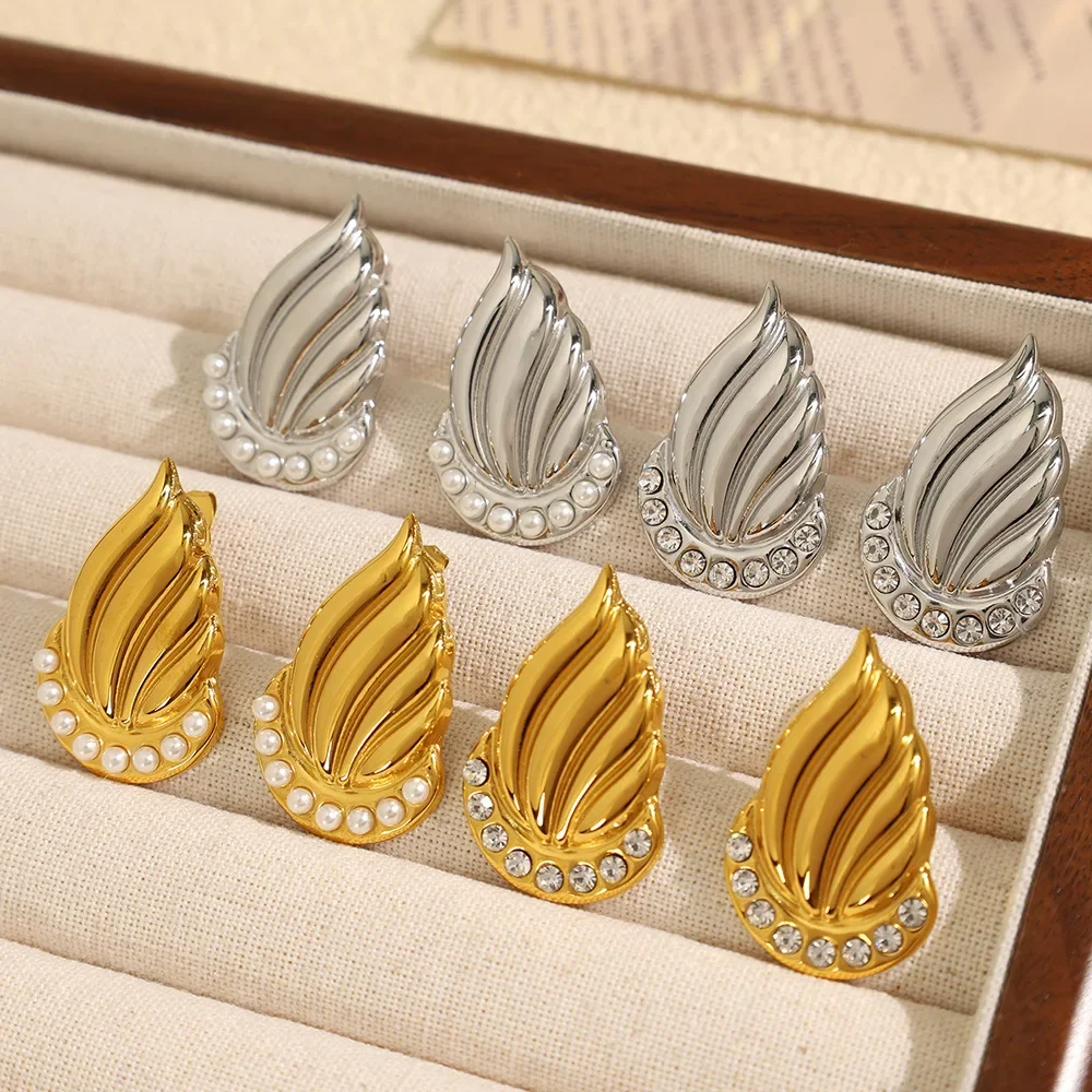 Fashion Trend Golden Spiral Diamond Ear Studs 316L Stainless Steel 18k PVD Gold-plated Waterproof Earrings Valentine's Day Gifts