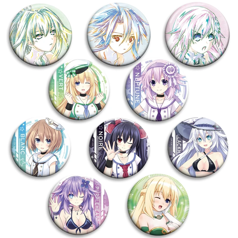 Anime Hyperdimension Neptunia Tinplate Soft Button Pins Cartoon Icon Brooch Clothes Decor Creative Badge Lapel Pin Jewelry Gifts