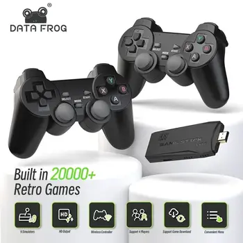 Data Frog Retro Video Game Console 2.4G Wireless Console Game Stick 4K 10000 Games Portable Dendy Game Console for TV