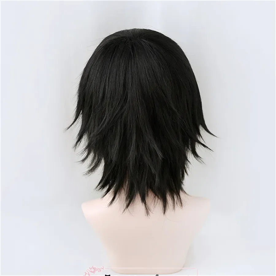 Himeno Wig Chainsaw Man Black Short Fluffy Layered Synthetic Hair With Eyes Patch Heat Resistant Costume Party Play