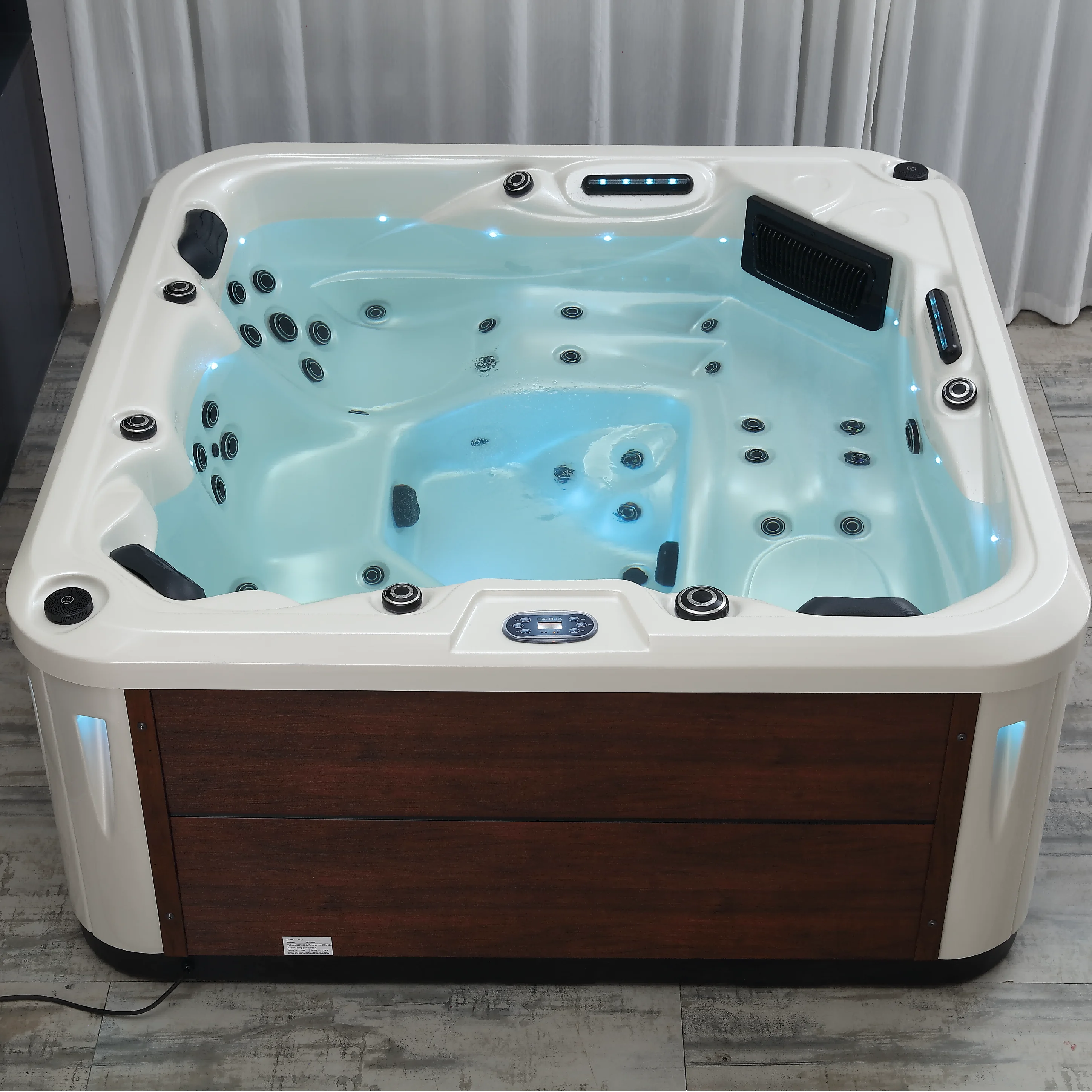 Custom Two-Person Acrylic Whirlpool Jacuzzier With Two-Handle Waterfall Massage Bathtub Double Pillow Sanitary Tub