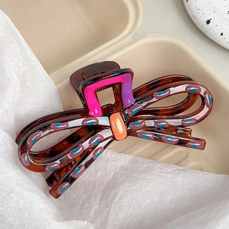 

Colorful Bow Hair Claw Women Adorable Glossy Design Trendy Colorful Accessories Stylish Bold Girls Headwear Daily Casual Outfits