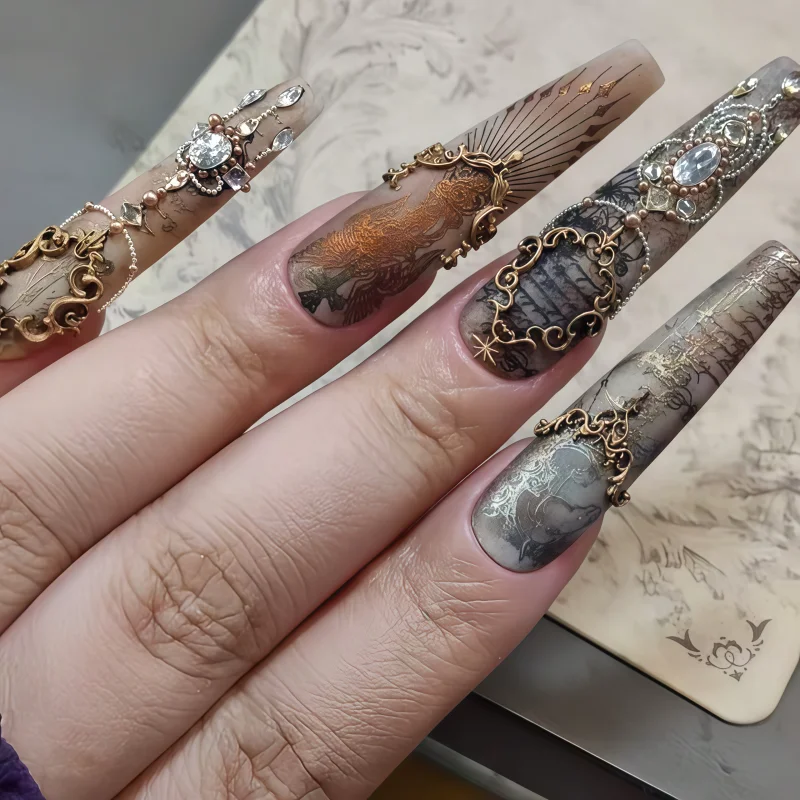 Künstlerische Nagelkunst-Form Barock-Kerzenständer Relief Bilderrahmen Nageldekoration Unverzichtbar für Nagelkünstler Silikonform – Detail 3