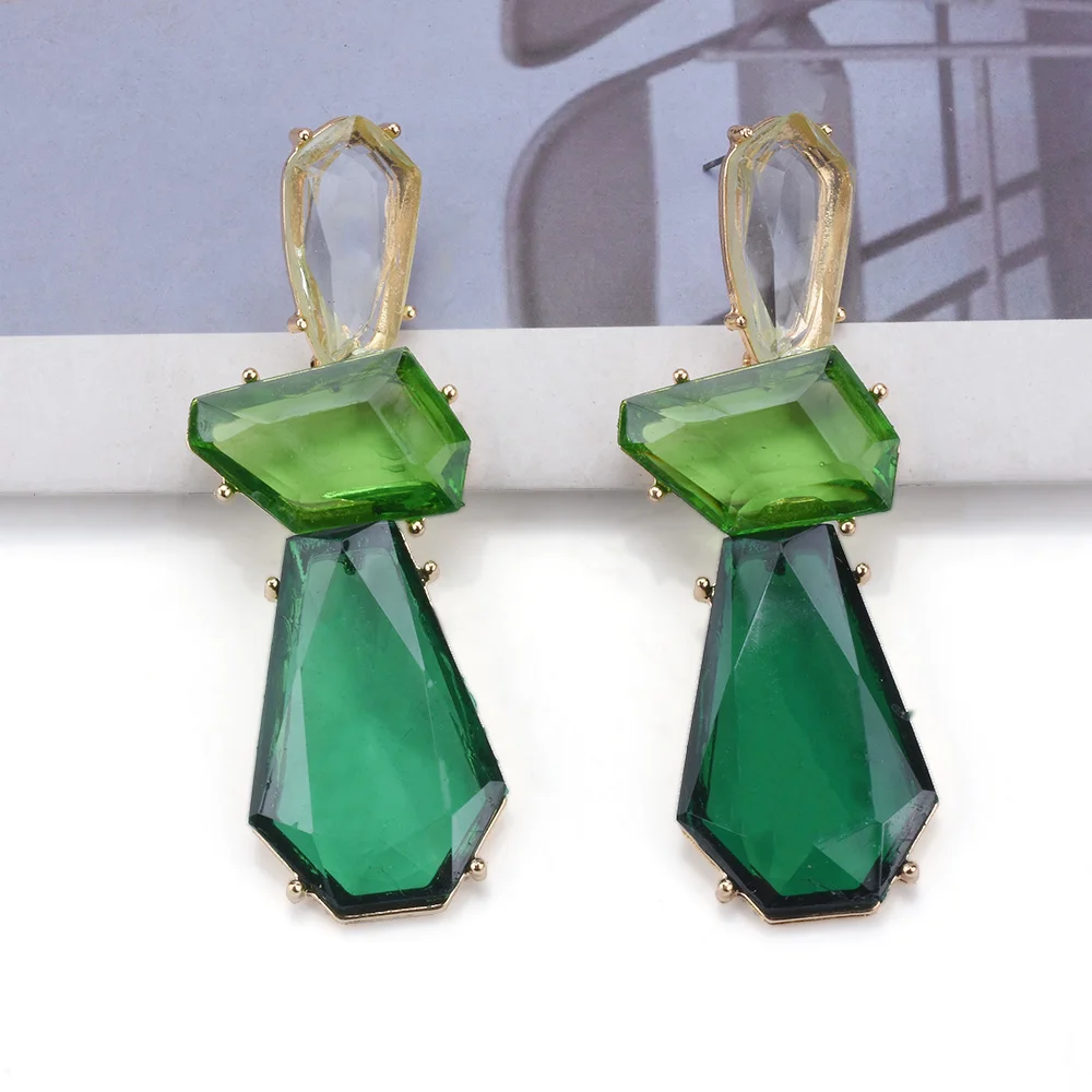 2024 New ZA Green Rose Resin irregolare dichiarazione geometrica orecchini pendenti donna Indian etnico elegante orecchini lunghi gioielli