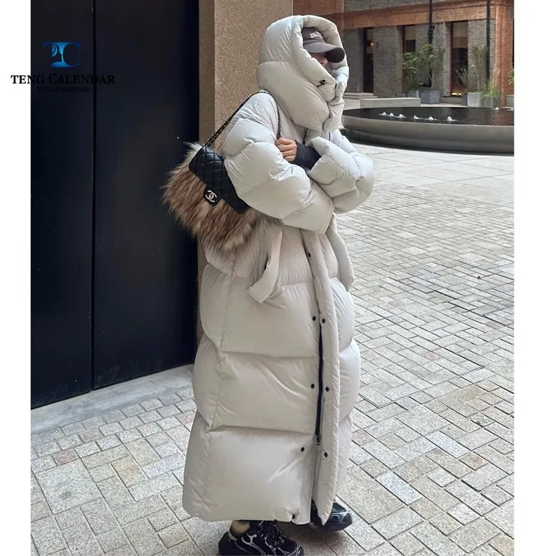 Winter Down and Cotton Jacket, High-end and Explosive Street Cross Knee Blanket, Thick and Long Jacket, Women's 2024 New Model