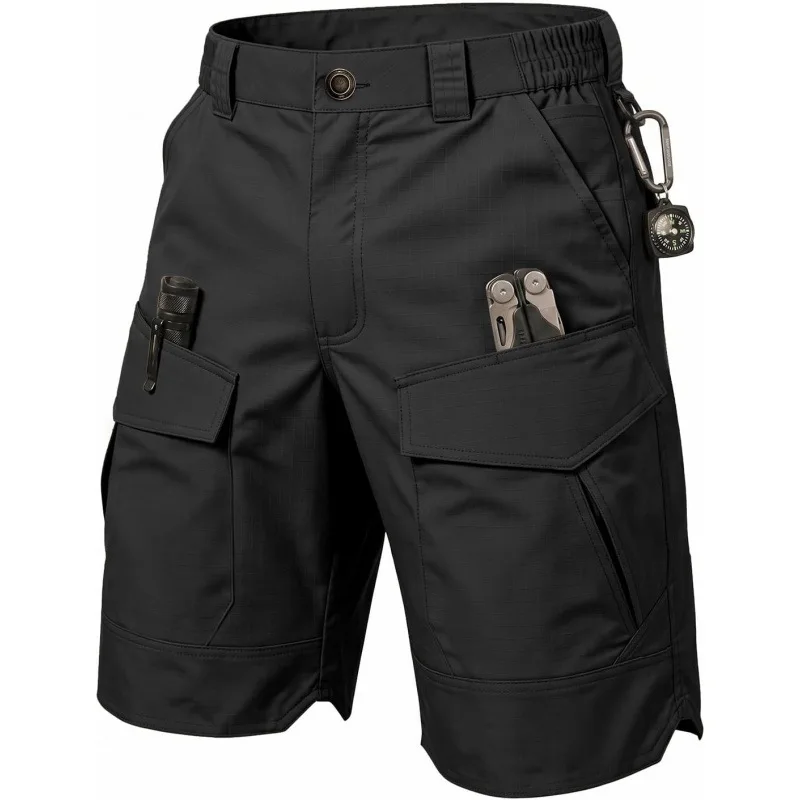 Men's Tactical Cargo Work Shorts Waterproof Rip-Stop 3D Cutting Multi-Pocket Outdoor Camping Hiking Combat Shorts