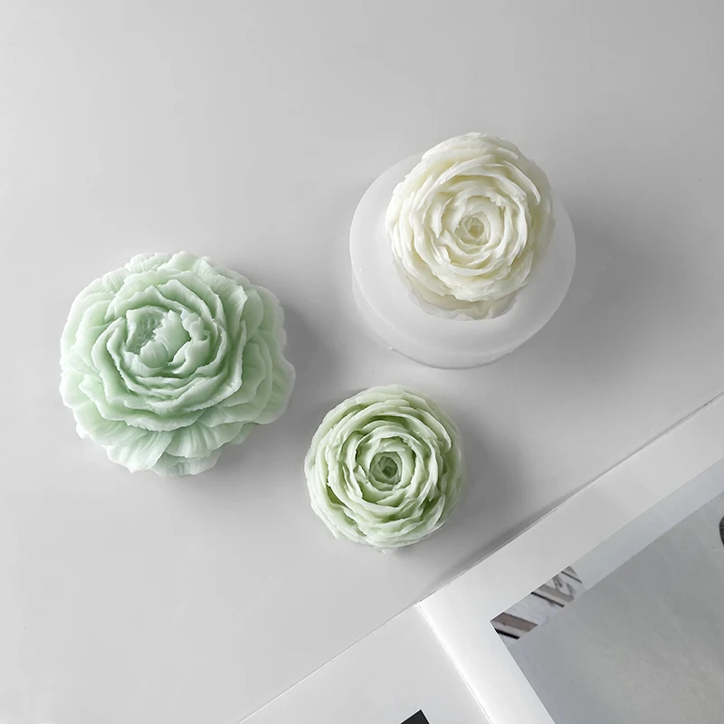 Peony Flower Candle Silicone Molds DIY Flowers Handmade Soap Scented Plaster Mold Cake Chocolate Candy Baking Mould