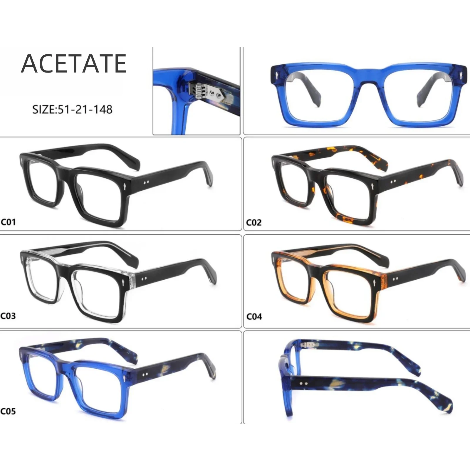 High Quality Acetate Reading Glasses Men Women Popular Retro Presbyopia Eyeglasses +50+100+150+200+250+300+350