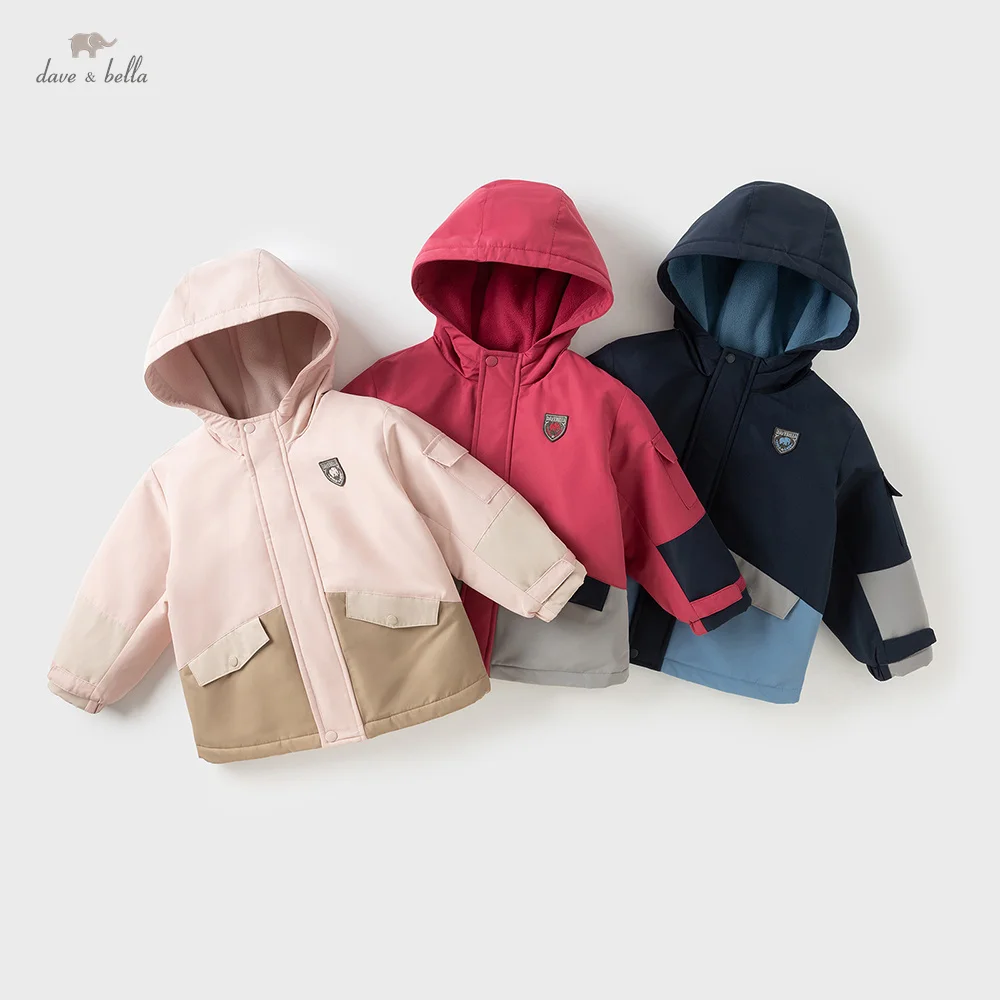 

Детское плюшевое пальто Dave Bella, зима-осень, ветрозащитная куртка для мальчиков и девочек, утепленная теплая толстовка с капюшоном, верхняя одежда, детская одежда DB4254777