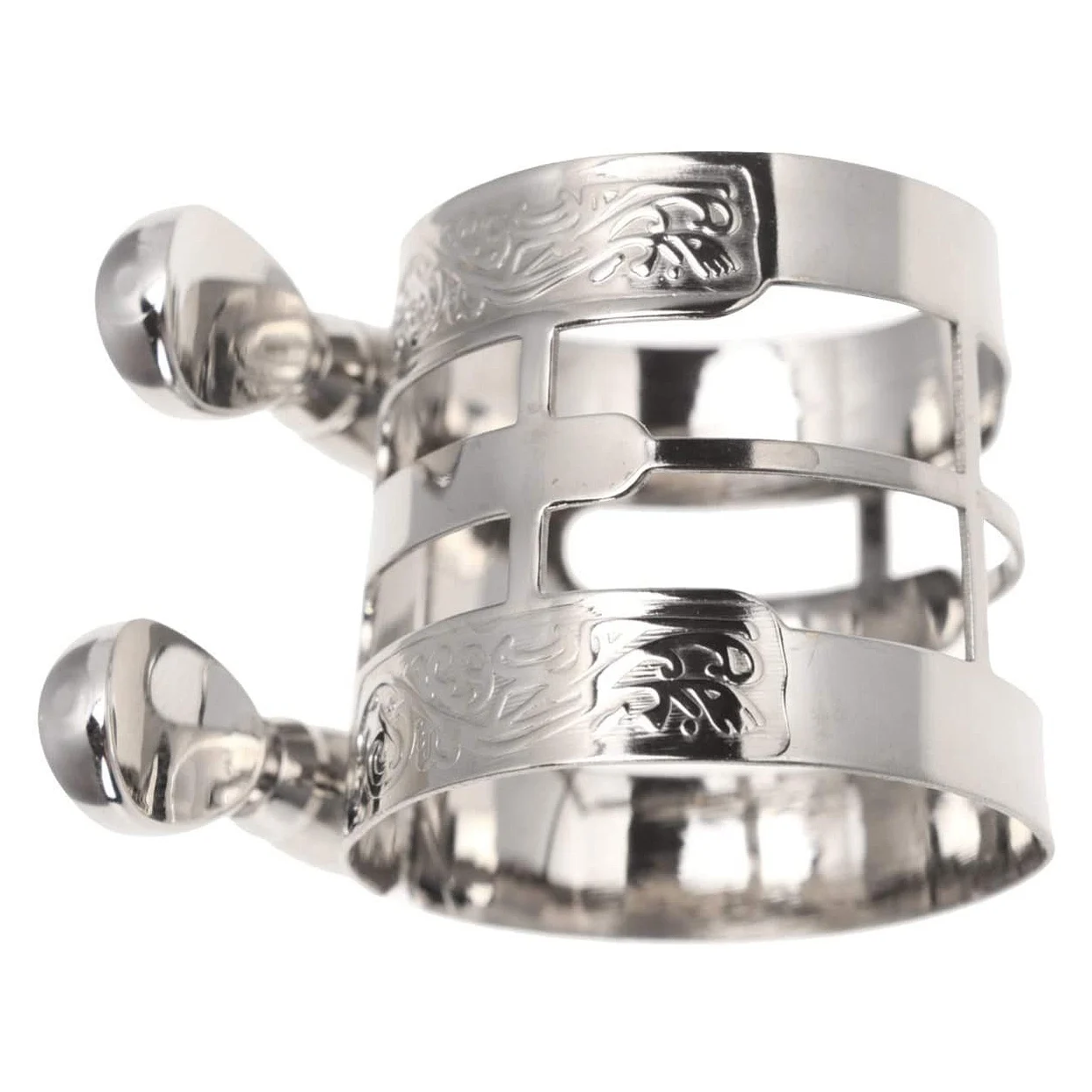 A07T-Nickel Plated Metal E Alto Sax Rubber Bakelite Mouthpiece Ligature With Carved For Alto Saxophone And Clarinet Accessory