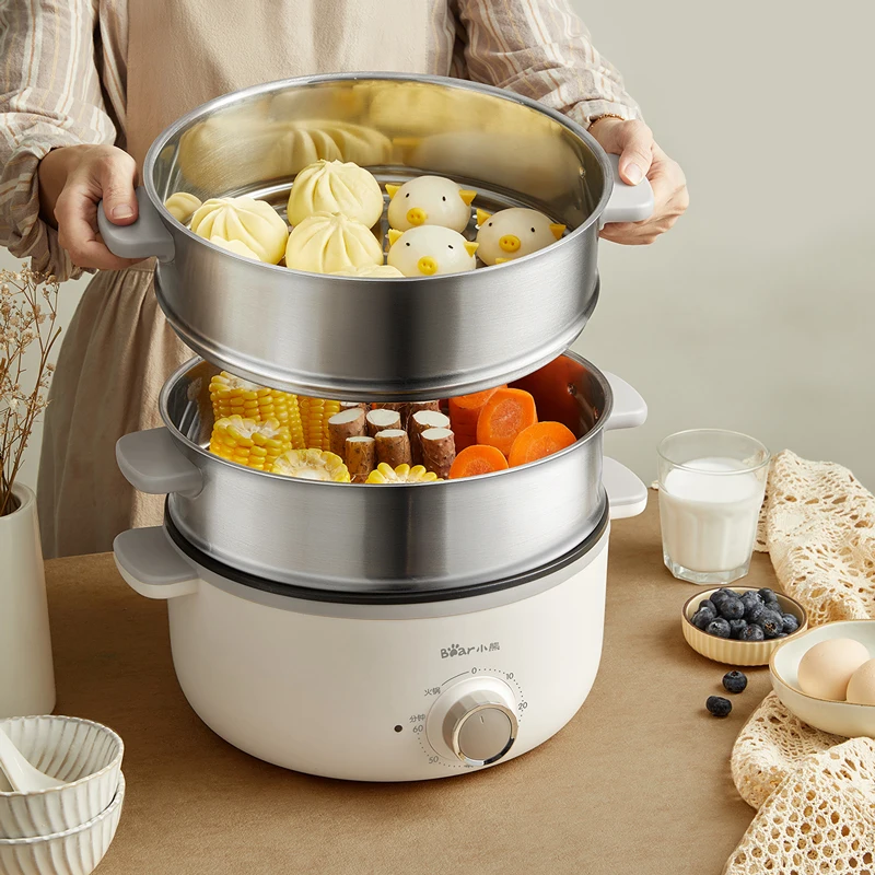 ไฟฟ้า Steamer ขนาดใหญ่ตั้งเวลาทำอาหาร Multi-Function ร้อนหม้ออุ่นอาหารไฟฟ้า