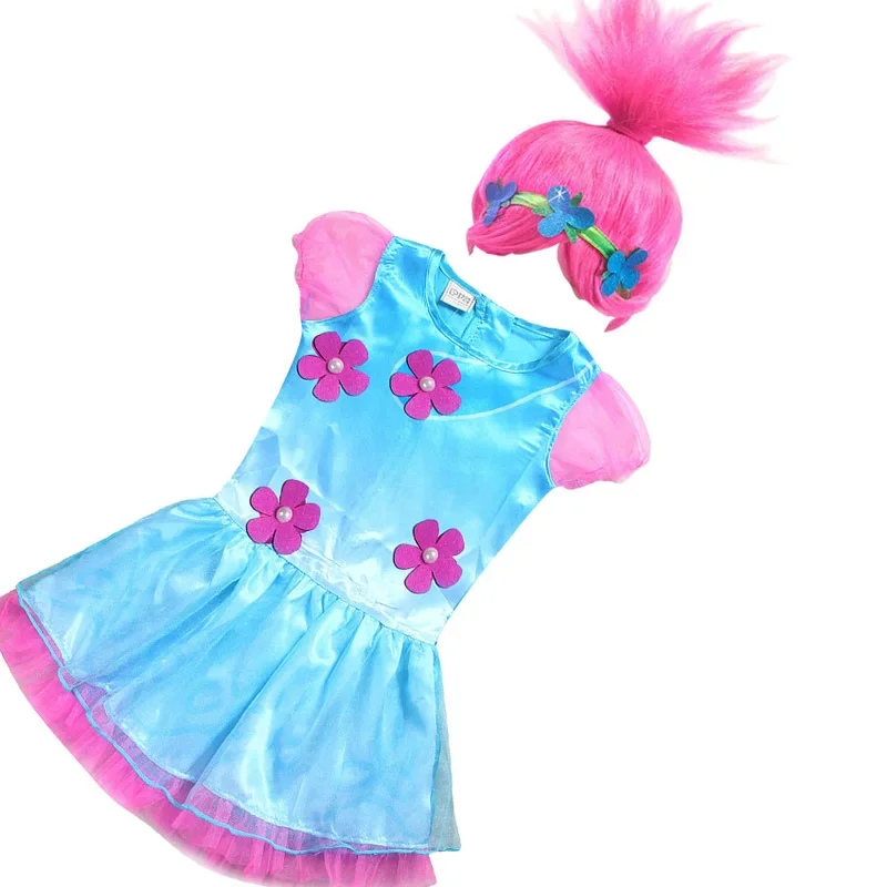 Vestido de desenhos animados Baby Girls com peruca e peruca, Vestidos de princesa, Desenhos animados, Halloween, Carnaval, Cosplay, Fantasia, Novo, Verão
