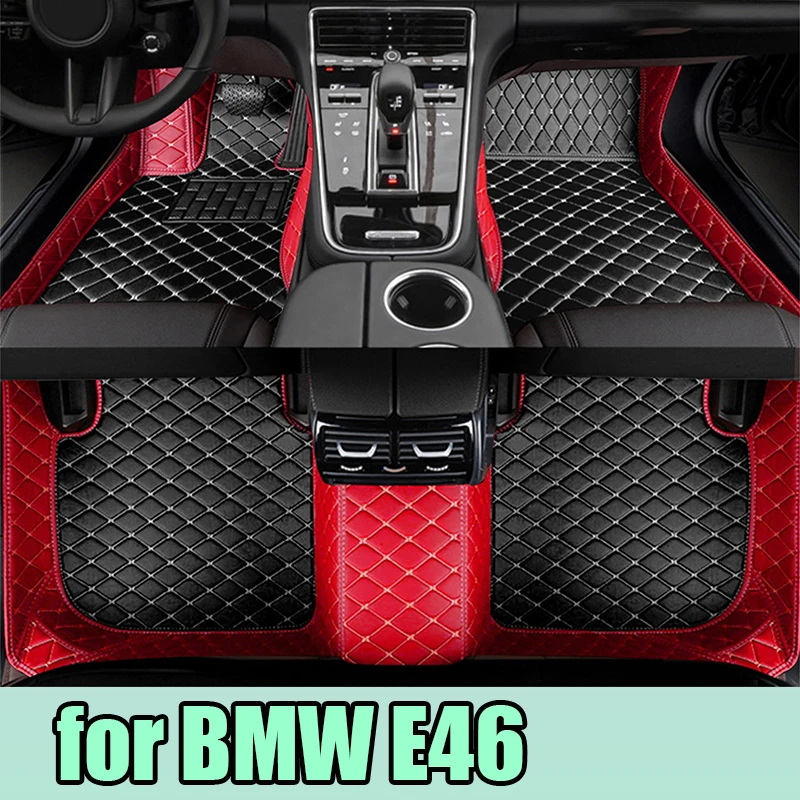 Custom Automotive Car Floor Mats For BMW E46 1998 1999 2000 2001 2002 2003 Auto Luxury Leather Men Women Car Mats Full Coverage