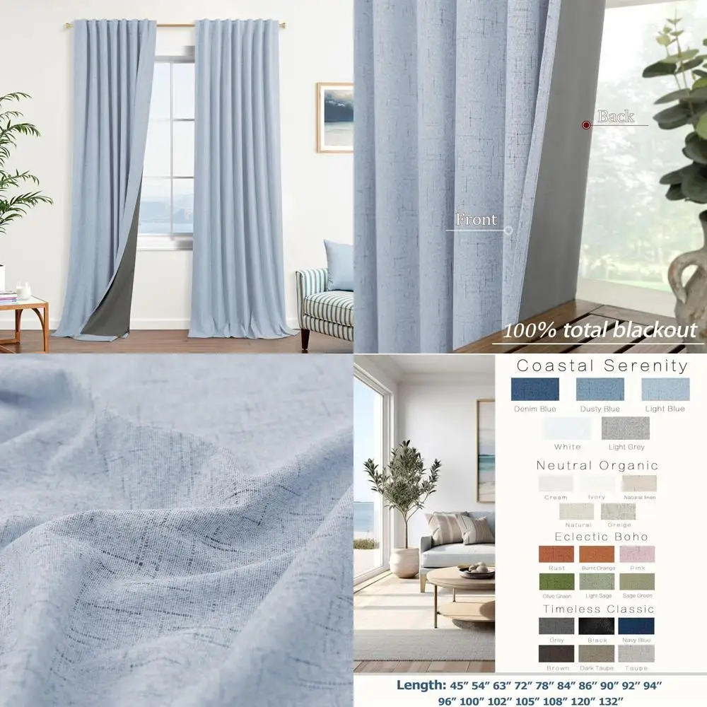 

Льняные небесно-голубые термоизолированные карманные шторы для детской комнаты мальчиков, длина 84, идеально подходят для детских комнат и гостиных