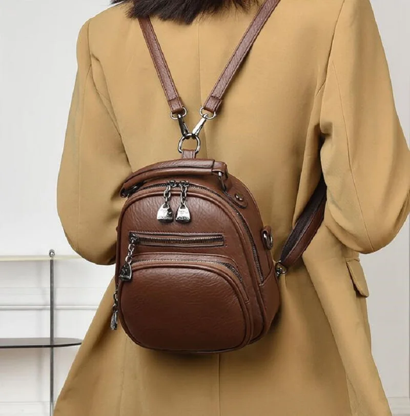 Hot Sale New Fashion High Quality Soft Leather Small Backpacks Women's Casual Shoulder Bags Totes Crossbody Bag Backpack
