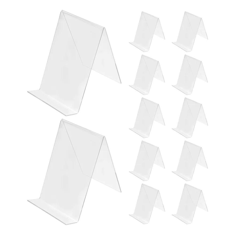 12Pcs Clear Acrylic Bookend Display Stand 150X100X100Mm Shelf Rack Desktop ganizer File Folder Study Bedroom Library Transparent