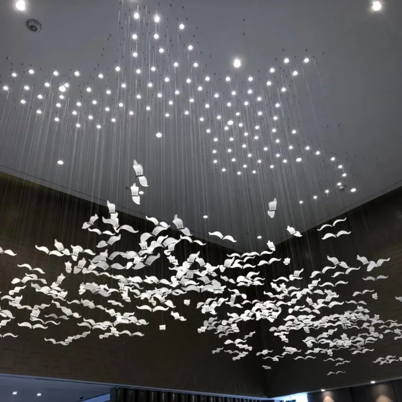 Nordic Modern Bedroom Restaurant Villa Metal Luxury Seagull Glass Chandelier