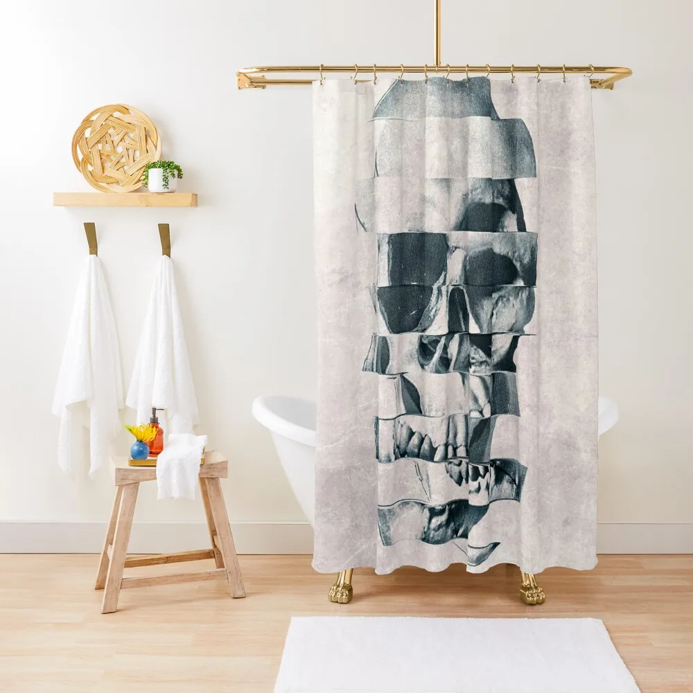 

Glitch Skull Mono Shower Curtain Waterproof Bathroom Shower Anti-Mold Waterproof Shower Anime Bathroom Accessorys Curtain