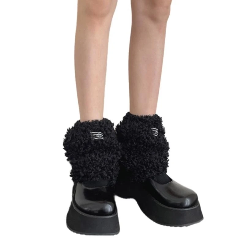 

Женские теплые пушистые гетры с буквенными этикетками, чехлы на ноги, эстетические нечеткие манжеты для ботинок, носки без ног
