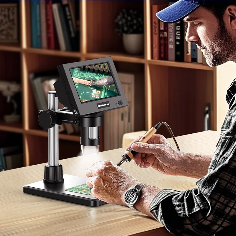 كاميرا ميكرولونج الرقمية لإصلاح الهاتف المحمول 1000X مع شاشة 4.3 بوصة (إصدار مطور)